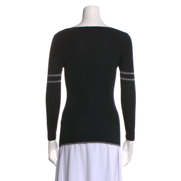 Frame Denim Black Silver Long Sleeve Wool Sweater Top Small - Picture 3 of 7